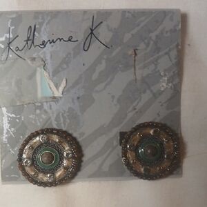 Vintage Style Green and Brown Earrings